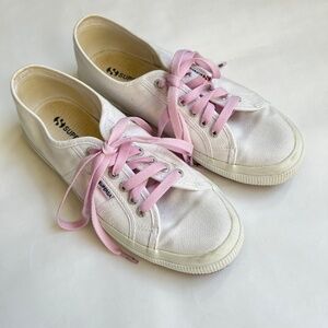 Superga Sneakers Runners Canvas Low Top Lace Up White Size 40 US 9 Womens